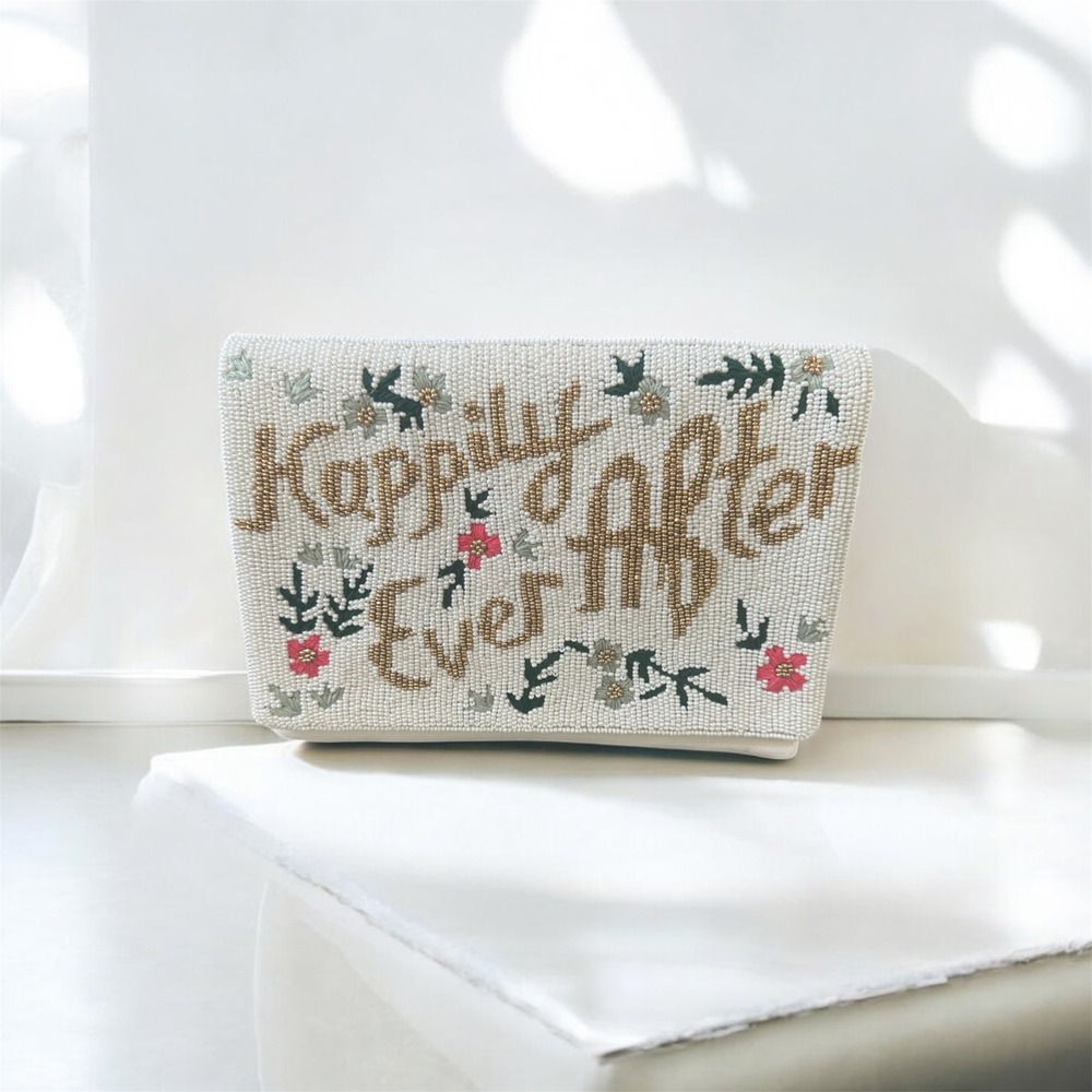 Happily Ever After Hand Beaded Women's‎ Clutch Purse Evening Bridal Bag